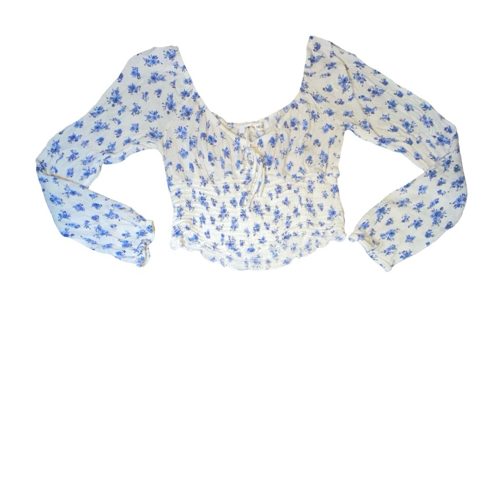 Chic Blue Floral Women's Blouse